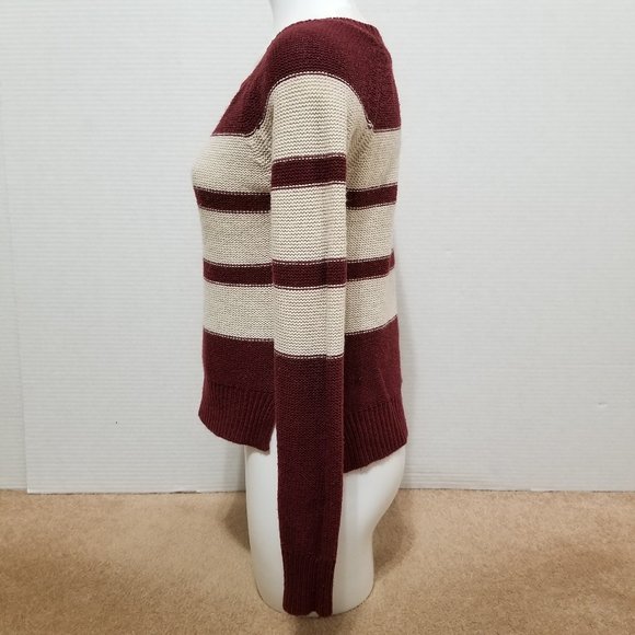 Essentials by Full Tilt sweater Small varsity striped knit pullover step hem - Picture 2 of 12